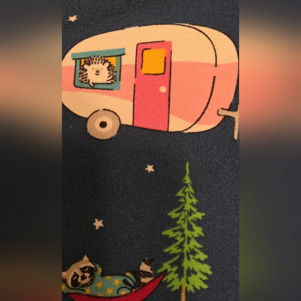 Secret Treasures Nightshirt Blue Camp Trailer Whimsical Critter pattern XL